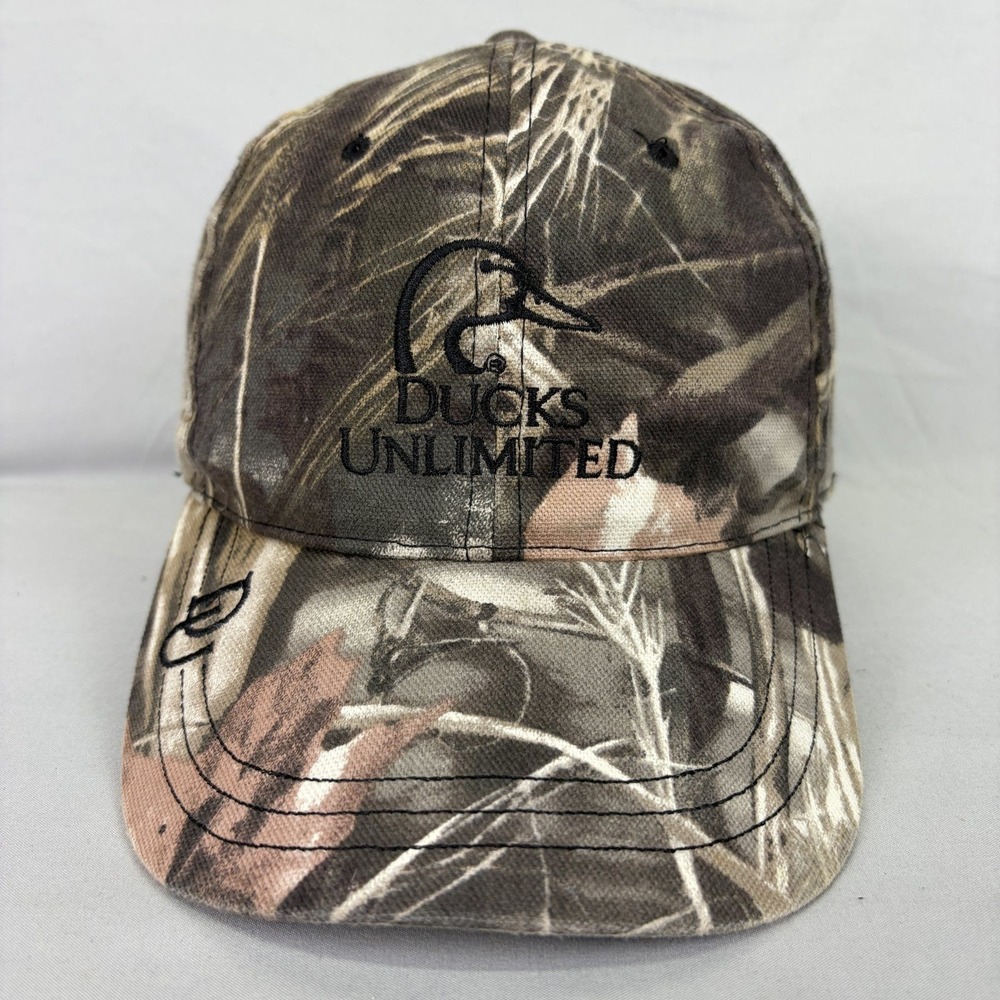 Ducks Unlimited Hat Camo Mens OSFM Brown Embroidered Logo Baseball Cap